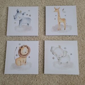 Baby Nursery Decor Canvas Animal Prints Zoo Animals Gender Neutral Art
